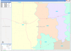 Red Willow County, NE Wall Map Color Cast Style 2023
